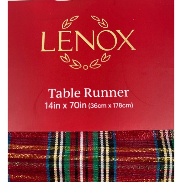 Lenox Christmas Holiday Nouveau Table Runner Tartan Metallic 14-inch X 70-inch - Picture 4 of 8